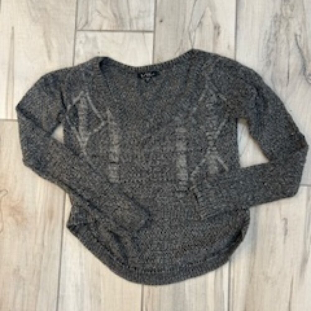Velvet Hearts Gray cropped front sweater